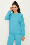 Blue Şardonlu Basic Örme Sweatshirt