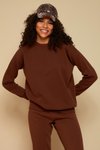 Brown Şardonlu Basic Örme Sweatshirt