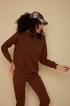 Brown Şardonlu Basic Örme Sweatshirt