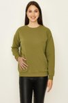 Haki Şardonlu Basic Örme Sweatshirt