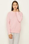 Pembe Şardonlu Basic Örme Sweatshirt