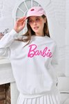 Beyaz Baskılı Sweatshirt