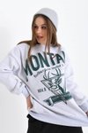 Gri Montana Baskılı 3iplik Sweatshirt