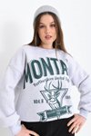 Gri Montana Baskılı 3iplik Sweatshirt