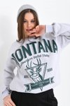 Gri Montana Baskılı 3iplik Sweatshirt