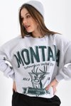 Gri Montana Baskılı 3iplik Sweatshirt