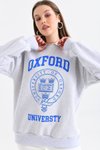 Gri Oxford Baskılı 3iplik Sweatshirt