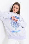 Gri Oxford Baskılı 3iplik Sweatshirt