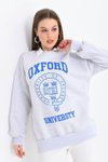 Gri Oxford Baskılı 3iplik Sweatshirt