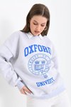 Gri Oxford Baskılı 3iplik Sweatshirt