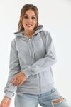 Gri Unisex Kapüşonlu Fermuarlı Sweat