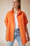 Oranj Oversize Uzun Basic Gömlek