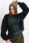 Siyah Montana Baskılı 3iplik Sweatshirt