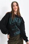 Siyah Montana Baskılı 3iplik Sweatshirt