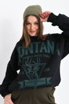 Siyah Montana Baskılı 3iplik Sweatshirt