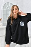 Siyah Newyork Baskılı Cepli Sweatshirt