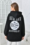 Siyah Newyork Baskılı Cepli Sweatshirt