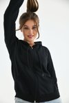 Siyah Unisex Kapüşonlu Fermuarlı Sweat