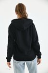 Siyah Unisex Kapüşonlu Fermuarlı Sweat