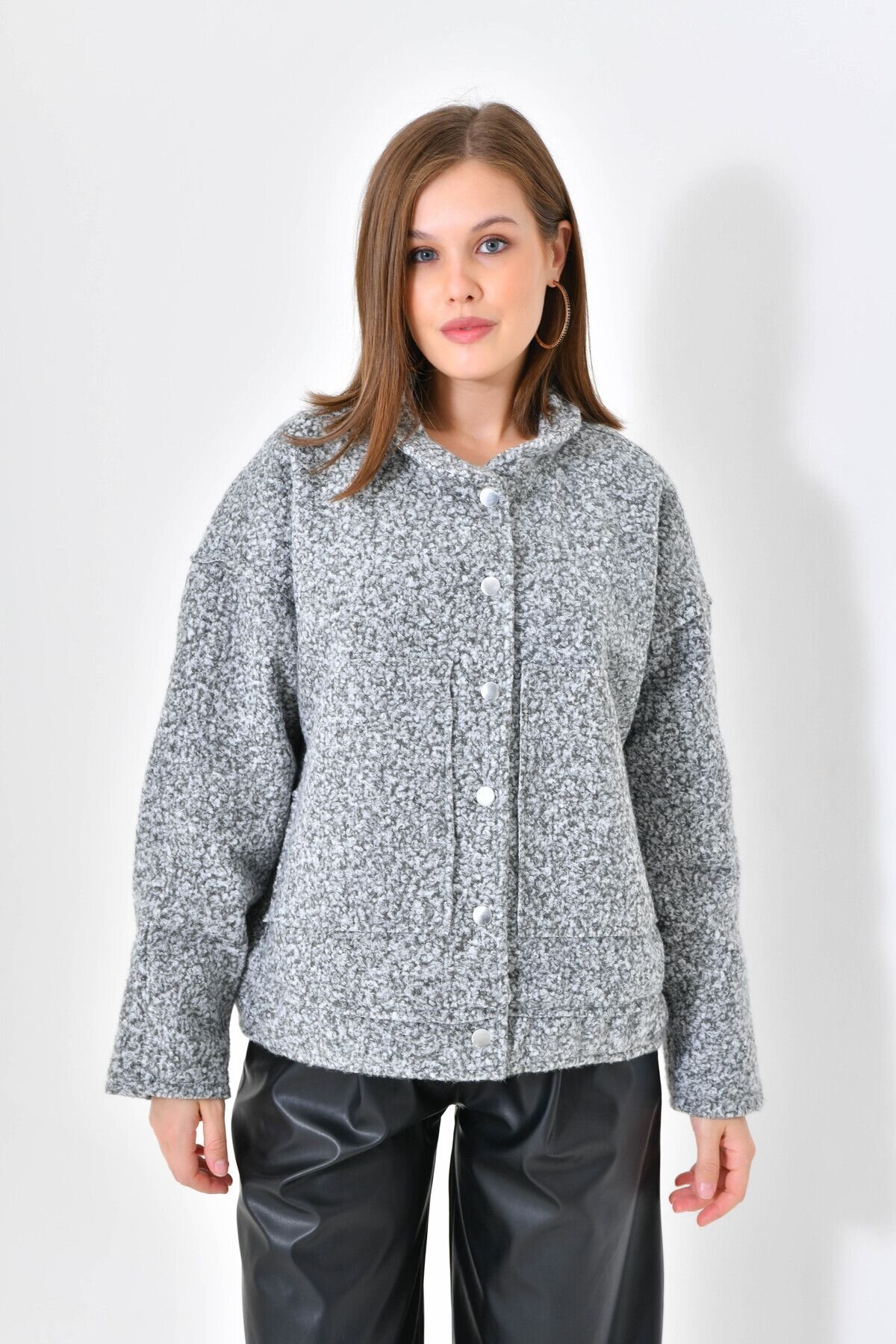 Gray Hot Model Lined Wool Jacket - VOLT CLOTHİNG