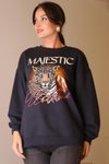 Antrasit Sıfır Yaka Baskılı Sweatshirt