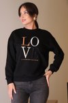 Siyah Love Baskılı Sweatshirt