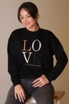 Siyah Love Baskılı Sweatshirt