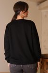 Siyah Taşlı Çiçek Desenli Sweatshirt