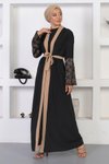 Vizon Dantel Detaylı Abaya