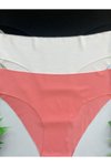 Pembe Beyaz Siyah 3&#039;lü Takım Lazer Kesim Dikişsiz Likralı İz Yapmaz Slip Bikini Külot