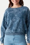 Mavi Asit Yıkamalı Oversize Sweatshirt