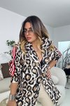 Leopar Şeritli Kol Detay Blazer Ceket