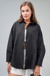 Siyah Basic Oversize Gömlek