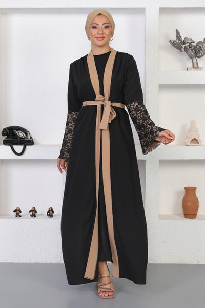 Vizon Dantel Detaylı Abaya