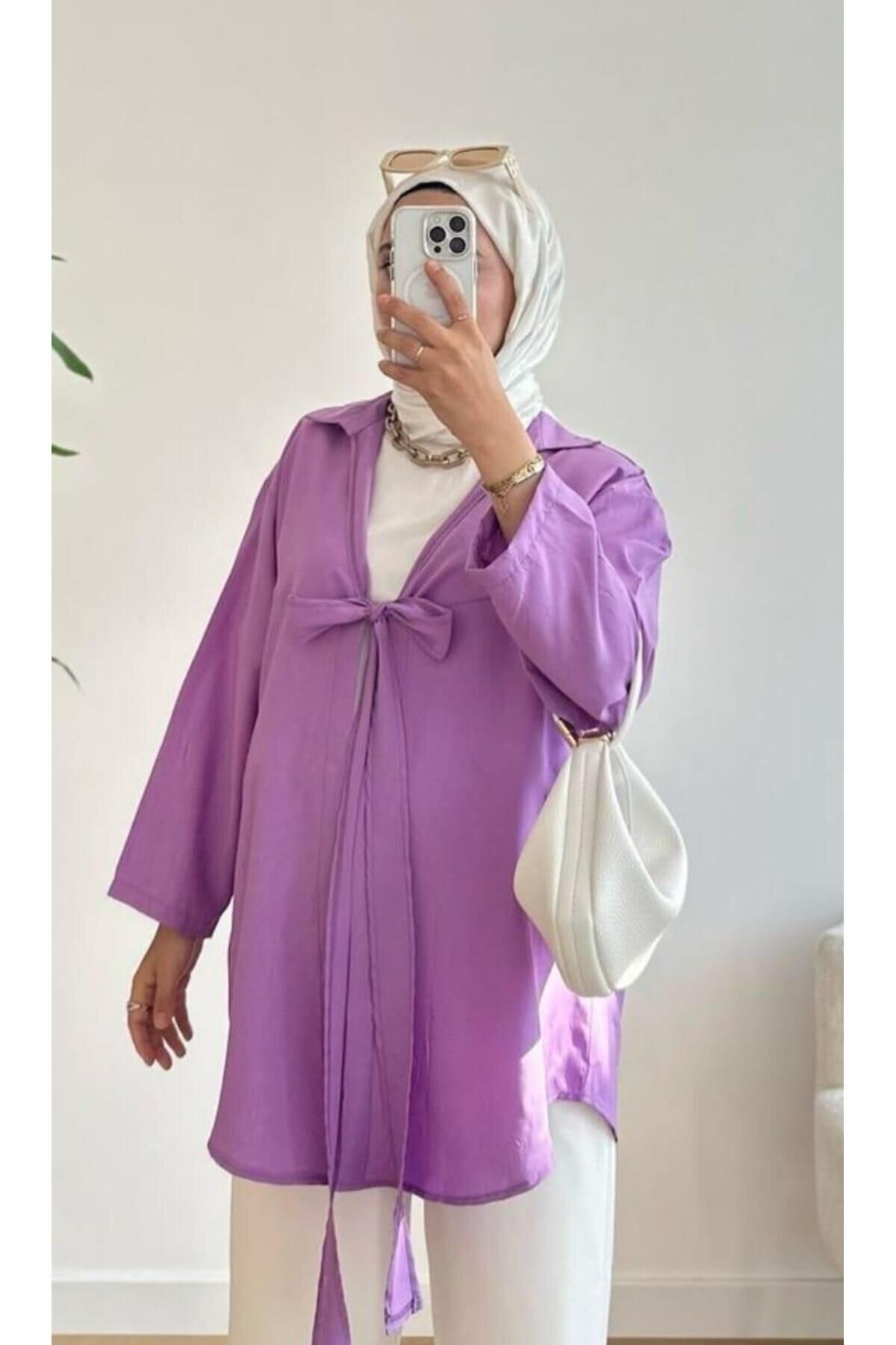 Nergis Neva Butik Lila Kimono Tunik