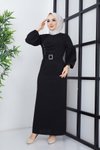 Siyah İnci Krep Elbise