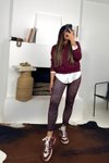 Bordo Basic Şardonlu Sweatshirt