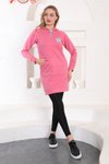 Somon Kapüşonlu Spor Mini Tunik Elbise