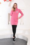 Somon Kapüşonlu Spor Mini Tunik Elbise