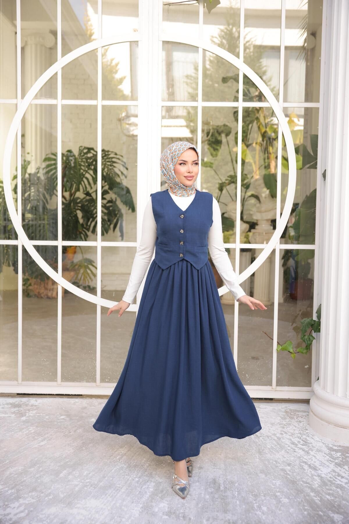 Navy Vest Skirt Set - Nergis Neva Butik