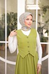 Yağ Yeşili Yelekli Etekli Takım
