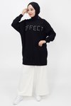 Siyah Taş Detaylı 2ip Sweatshirt