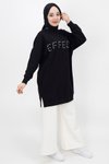 Siyah Taş Detaylı 2ip Sweatshirt