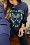 Lacivert Beverly Hills İşlemeli Sweatshirt