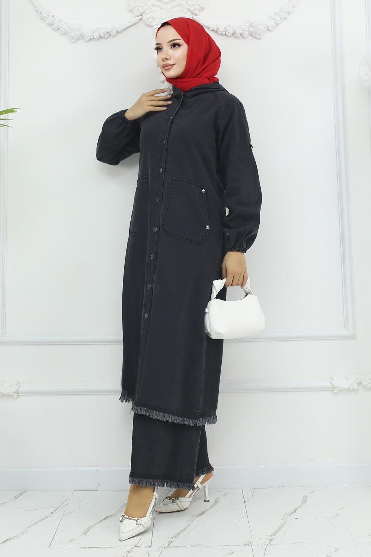 Fume Tassel Detailed Denim Set - Modamihram