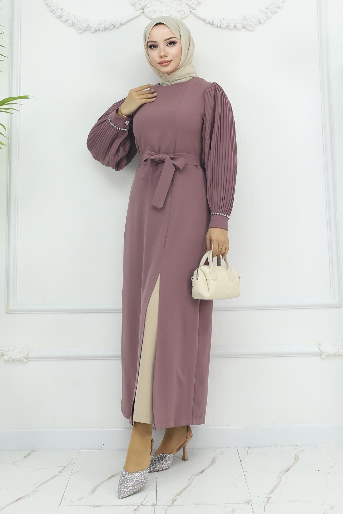 Rose Dusk Pleated Slit Set - Modamihram