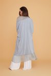 Gri Italyan İpek Detaylı Oversize Kaftan &amp; Bluz