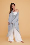 Gri Italyan İpek Detaylı Oversize Kaftan &amp; Bluz