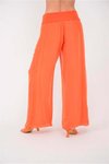 Turuncu Italyan Korse Belli Astarlı İpek Pantolon