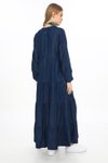 Mavi Ferace Uzun Kol Önden Düğmeli Kot Elbise
